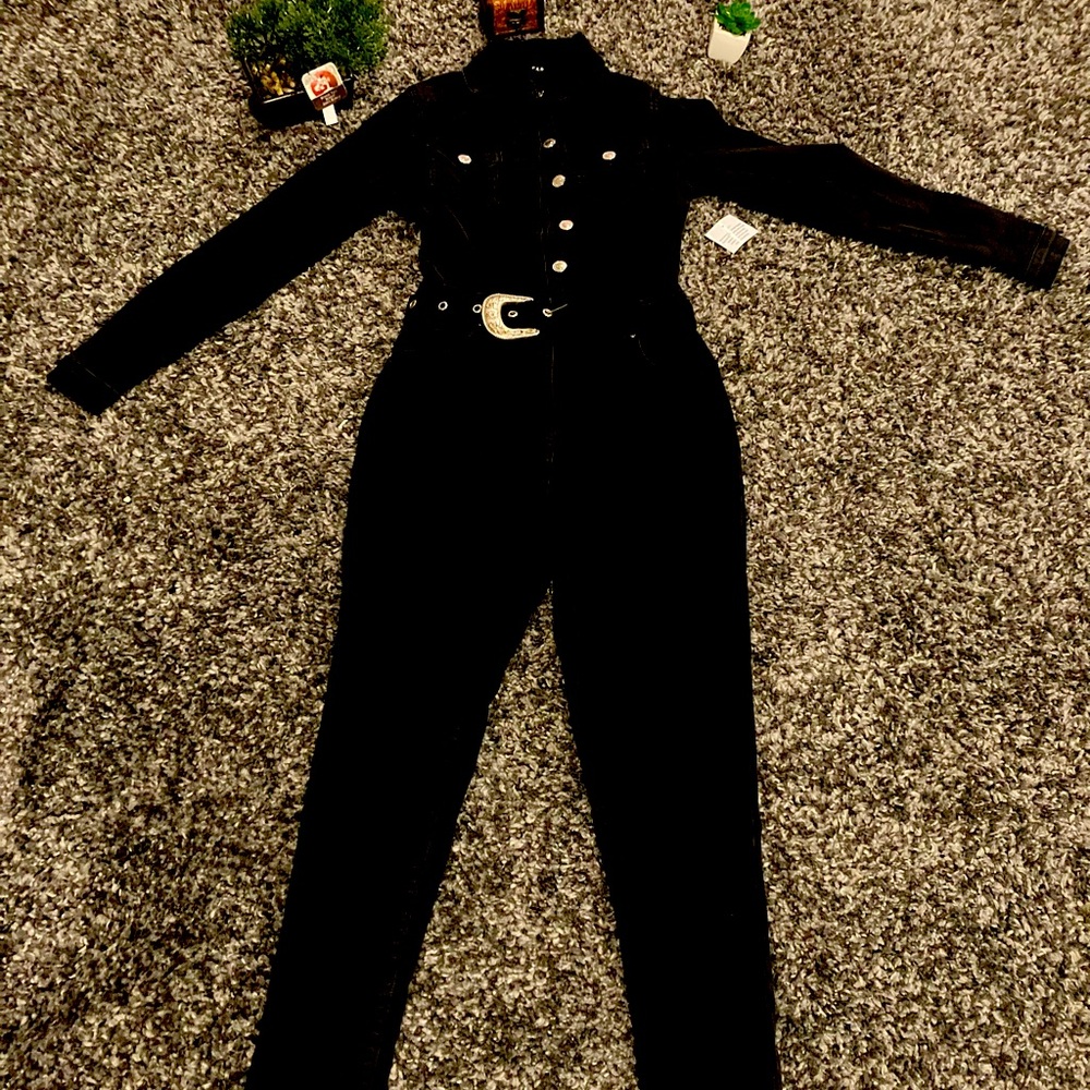 Charcoal Black Jumpsuit with Belt